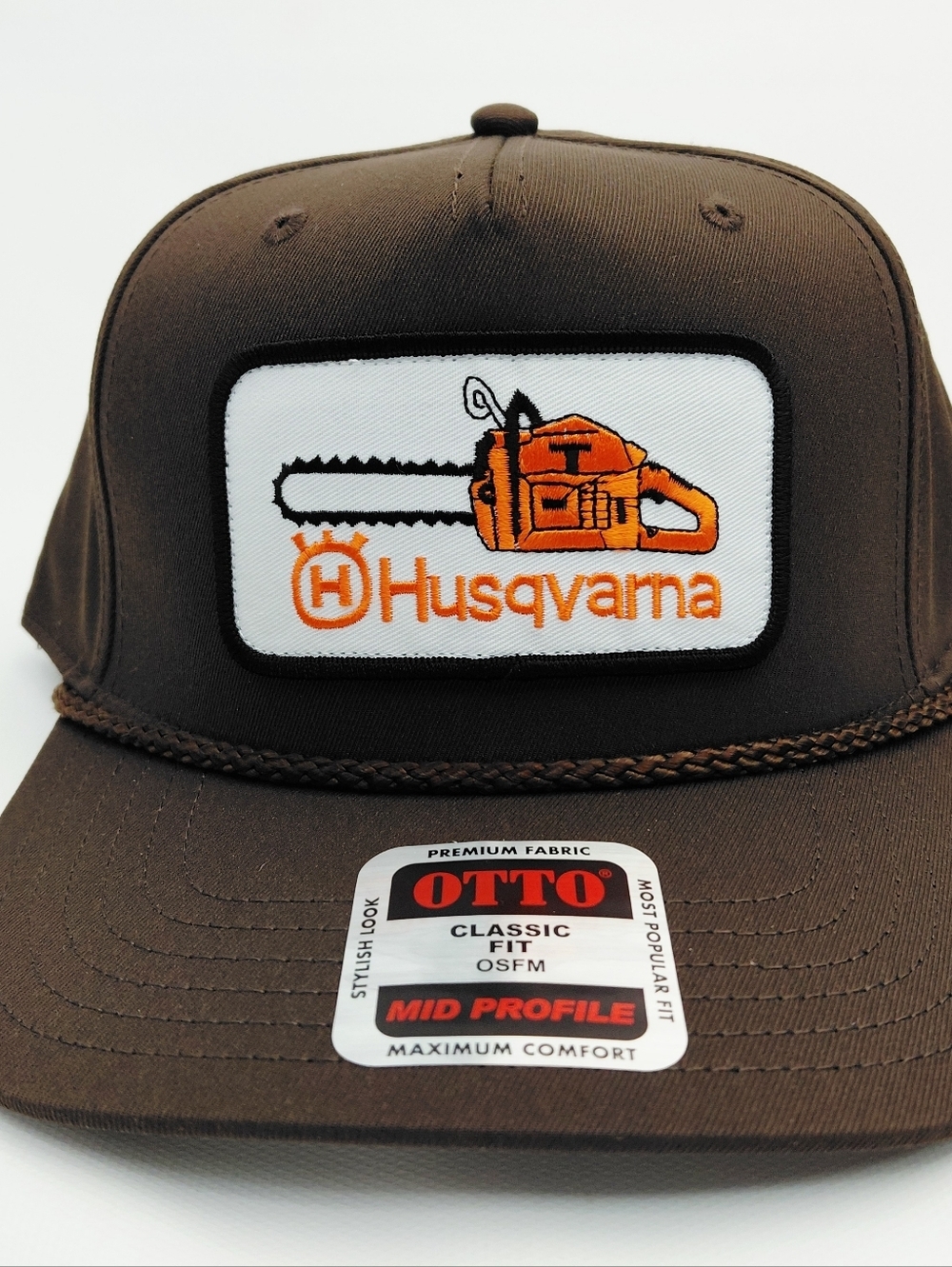 Husqvarna Chainsaws Embroidered Patch Rope Hat Cap Snapback Brown